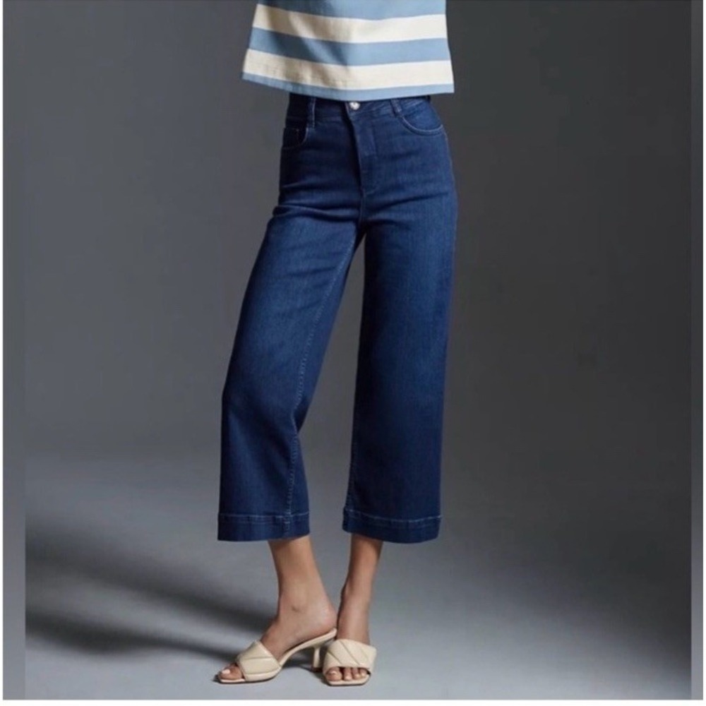 Anthropologie Pilcro The‎ Skipper Jeans Women's 26T Dark Wash Wide Leg Cropped